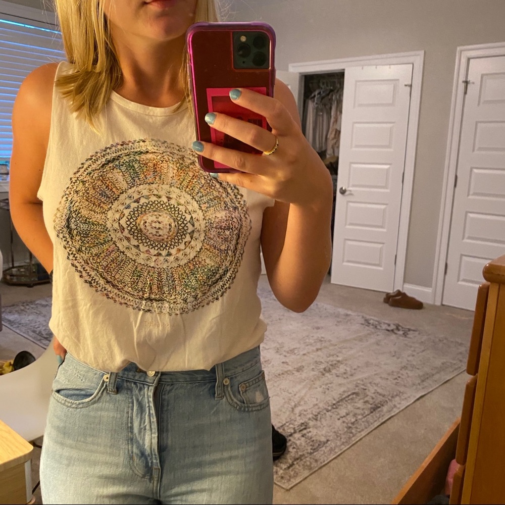 Insight white tank with colorful design